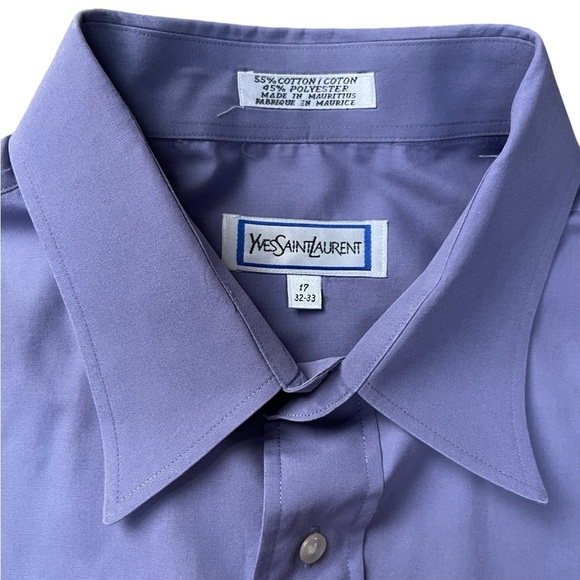 Vintage Yves Saint Laurent Purple Button-Up Dress Shirt Men’s 17 32/33 – Classic - Picture 5 of 10